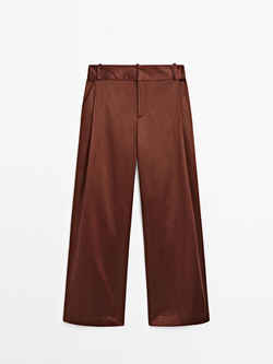 Massimo Dutti Блестящие брюки - Studio, рыжевато-коричневый