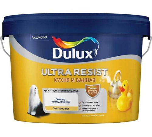 Краска для кухни и ванной латексная Dulux Ultra Resist полуматовая база BC