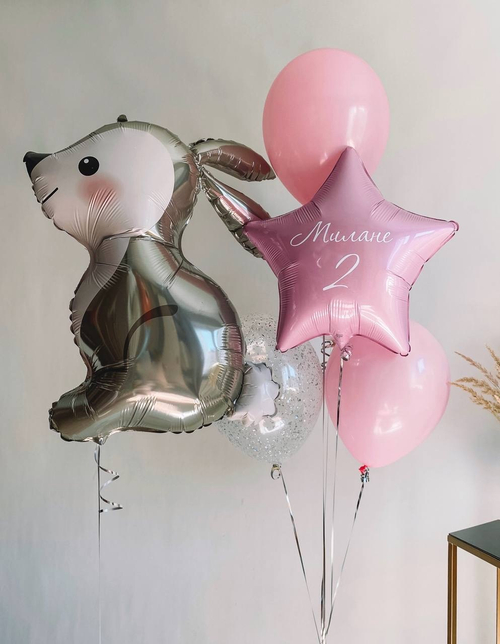 Фонтан из шаров с зайкой