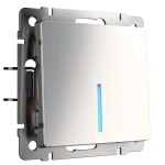 Выключатель одноклавишный с подсветкой (никель рифленый глянцевый) W1110102