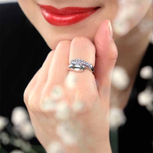 "Литела"  кольцо в родиевом покрытии из коллекции "Озон" от Jenavi