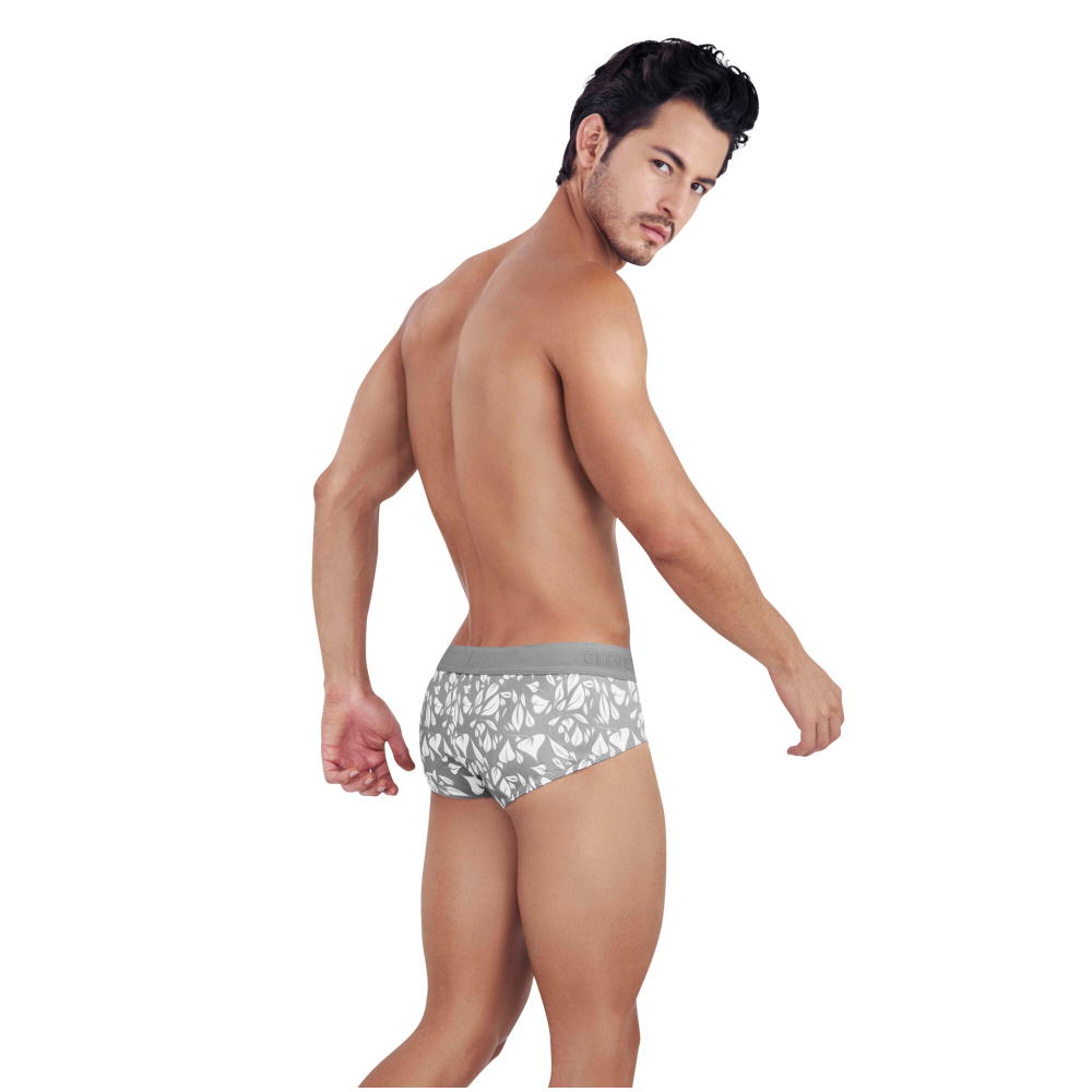 Мужские трусы брифы серые с принтом Clever Moda GRACE CLASSIC BRIEF 145712