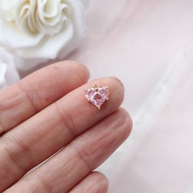 Подвеска Сердце с розовым фианитом 10 мм, позолота П064