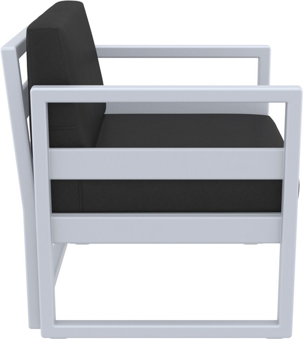 Кресло пластиковое с подушками Siesta Contract Mykonos, серебристый, черный