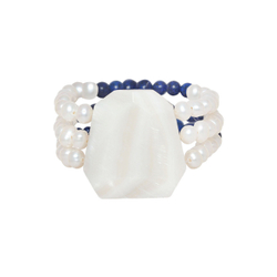 Браслет Nature Bijoux, Pacifique, стрейч, с перламутром,  жемчугом и лазуритом, NB26.1-13-44540 (бел