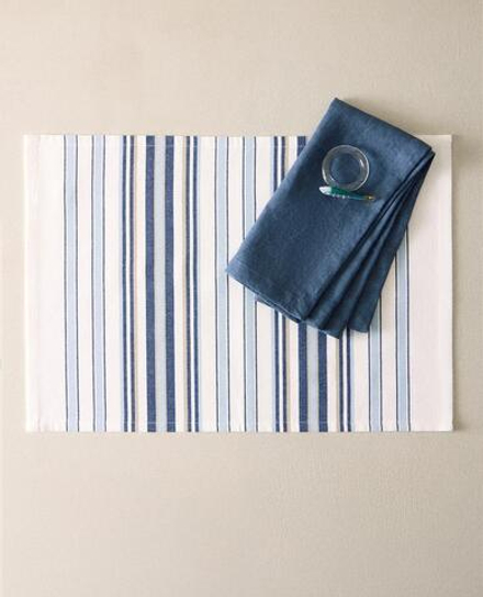 ZARA HOME ПОДСТАВКА ПОД СТОЛОВЫЕ ПРИБОРЫ В ПОЛОСКУ (НАБОР ИЗ 2 ШТ.), СИНИЙ