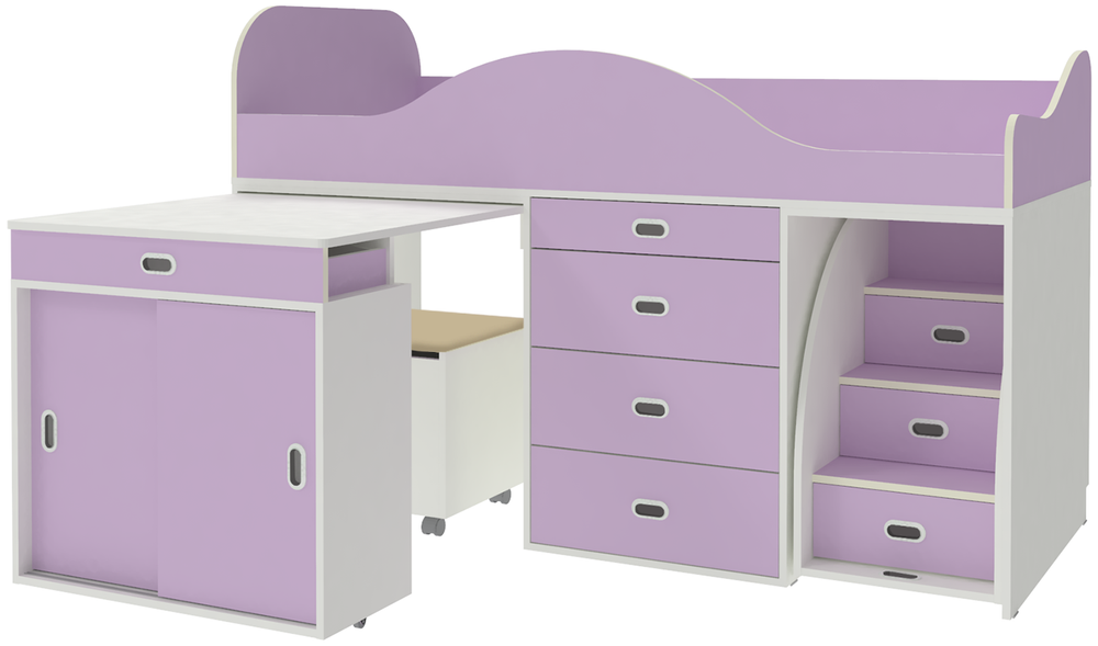 Кровать-чердак КарИВи Малыш Люкс Белый  Ирис