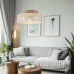 6599/3C MODERNI LN25 156 белый/белый, бежевый металл, эко кожа/металл, стекло Подвесной светильник Е27 3*60W 220V BASALTO