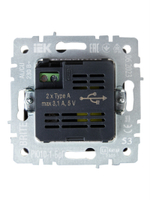 BRITE Розетка USB A+A 5В 3,1А РЮ10-1-БрГ графит IEK