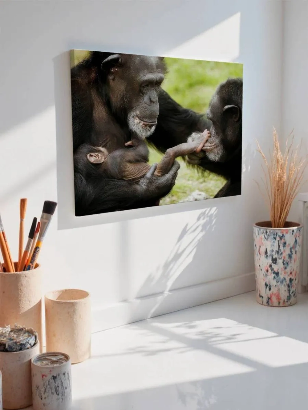 Картина на стену 40 X 50 Семья обезьян