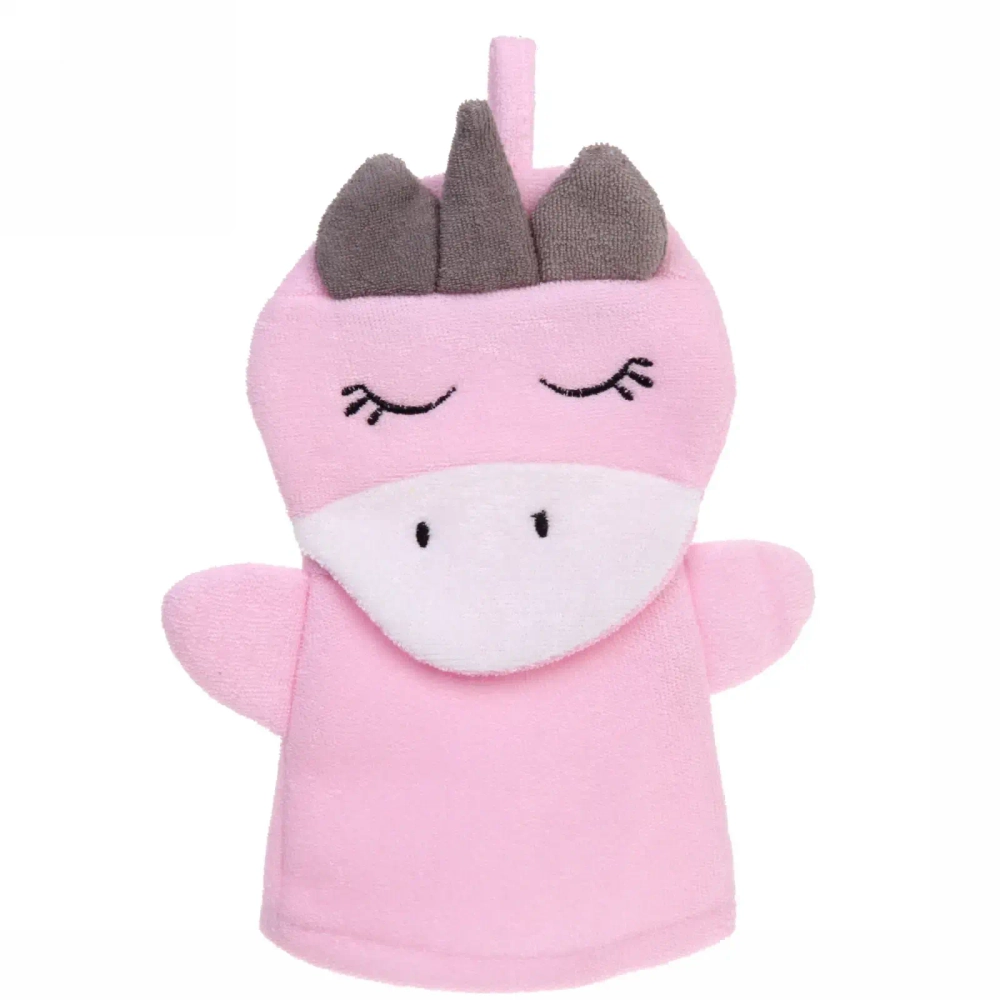 Мочалка-варежка для тела детская «Water Magic - Единорожек Люси», цвет розовый, 17*24 см (ZIP пакет)