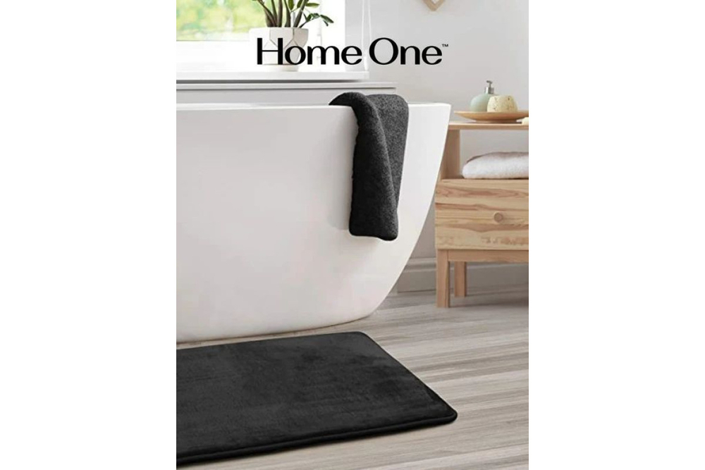 Набор ковриков для ванной и туалета с эффектом памяти Home One 51х81, 43х61, чёрный