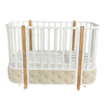 Детская кроватка ESENIA 2 с мягкой вставкой велюр (поперечный маятник, съемная стенка, колеса)