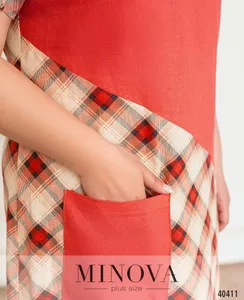 Платье 435-коралловая-клетка Minova