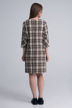 Платье женское 1390Аг, клетка беж #406Кбе051390Аг