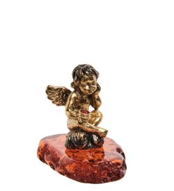 Народные промыслы AM-2838 Фигурка «Амурчик задумчивый» (латунь, янтарь)