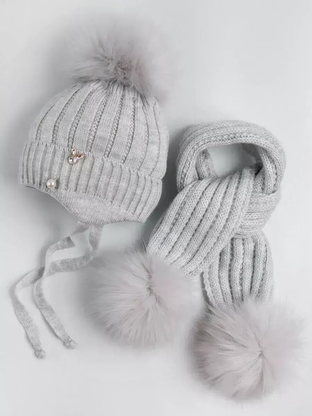 Шапка для девочки зимняя вязаная и шарф