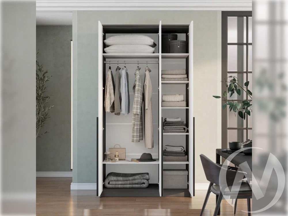 Шкаф 3-х створчатый ШК-10 Спальня Шарм (графит/белый)