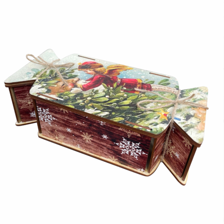 Деревянная Новогодняя упаковка,Конфета Ретро