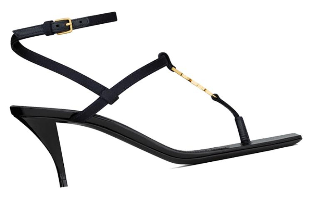 SAINT LAURENT Cassandra Logo Plaque Sandals Women"s
