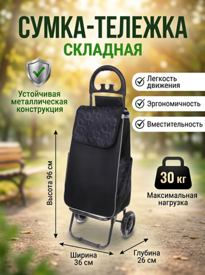Тележка хозяйственная с сумкой (96*26*36см, колеса 15.5см,груз. до 30 кг.) цепь DC307GG
