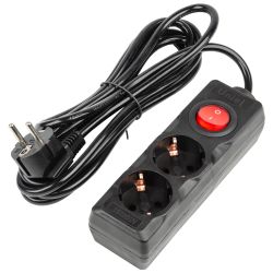 S-GCU2-3B BLACK Удлинитель серии Ultra. шнур 3м.. 2 гнезда. 16A. с-з. Черный. TM Uniel