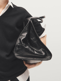 Massimo Dutti Большая сумка из кожи наппа, черный