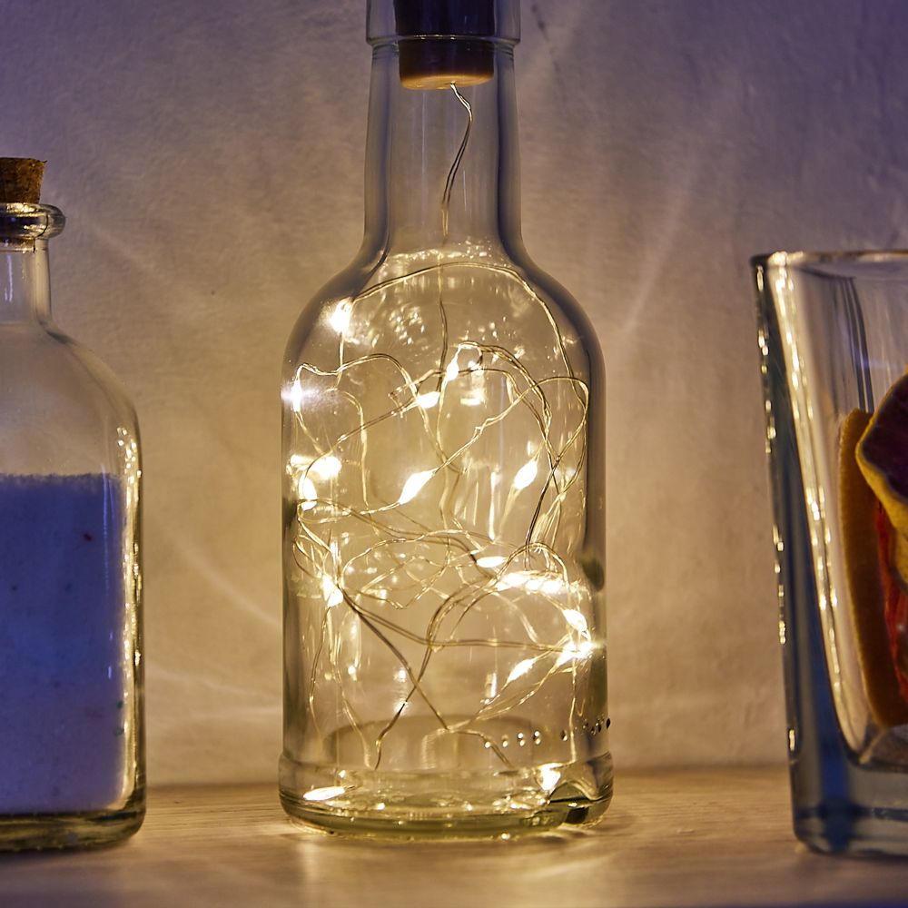 ULD-S0200-020-SСR-3LR WARM WHITE IP20 WINESTOPPER Гирлянда светодиодная Роса с пробкой на батарейках 3xLR44в-к. 2м. 20 светодиодов. Теплый белый свет. Провод медный. TM Uniel