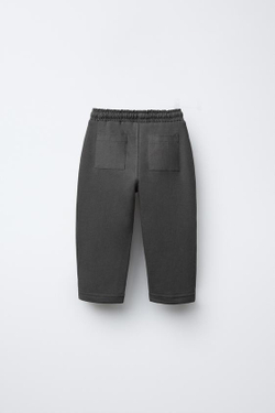 ZARA БРЮКИ С КОНТРАСТНЫМИ ДЕТАЛЯМИ И НАШИВКОЙ, АНТРАЦИТОВО-СЕРЫЙ