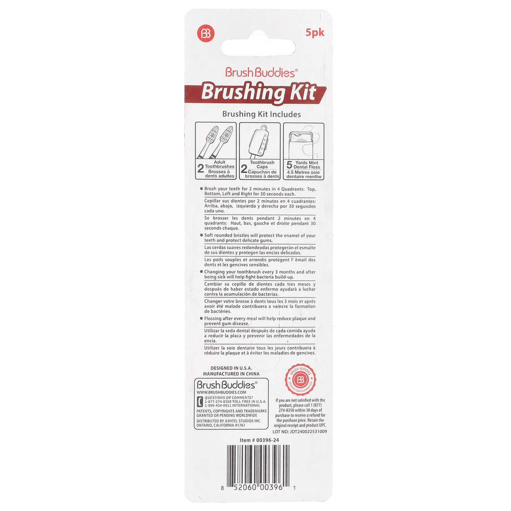 Brush Buddies, "Забота с умом", набор зубных щеток, для взрослых, 2 шт