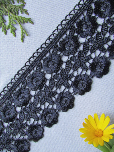 Кружево плетеное, ш.7,8 см, т. синий