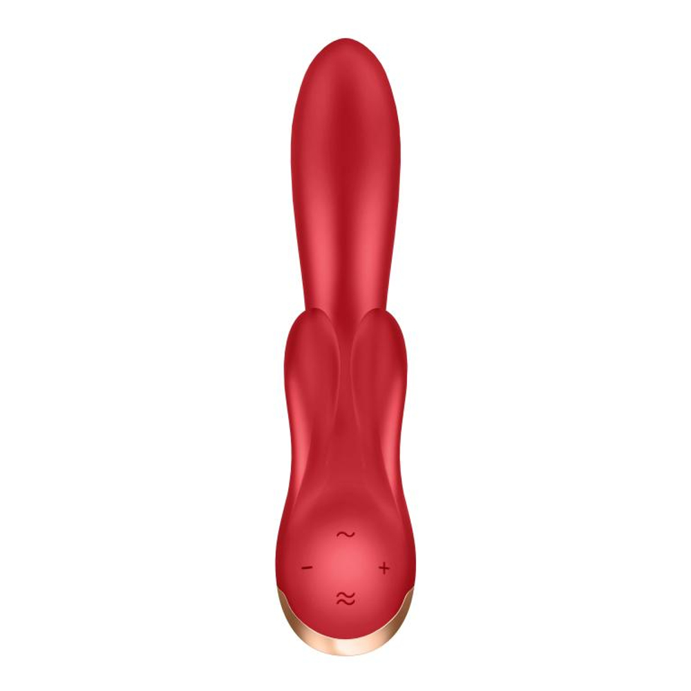 Вибратор-кролик Satisfyer Double Flex с двумя клиторальными отростками, красный