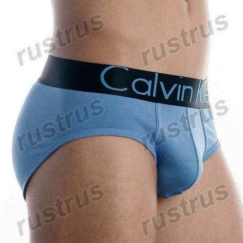 Мужские трусы брифы синие с черной резинкой Calvin Klein Mens Steel Black