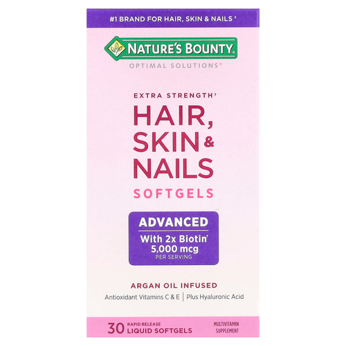 Nature's Bounty, Optimal Solutions®, для здоровья волос, кожи и ногтей, 30 капсул с быстрым высвобождением