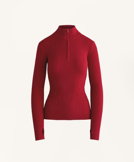 Oysho Термофутболка Base Layer с вязаным узором, красный