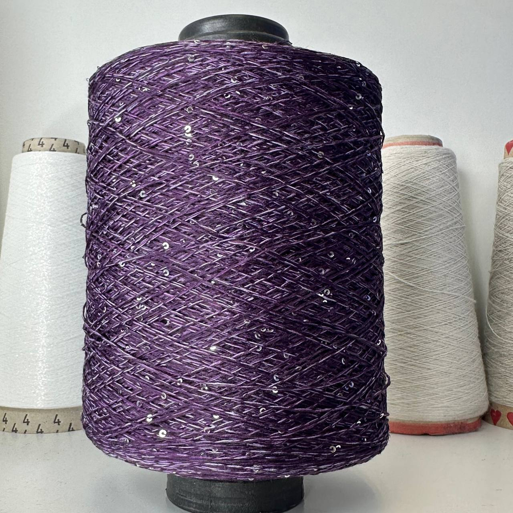 LINETTE PAILLETES - 80% лен, 20% п/а, микропайетки 2мм, ; 450м\100гр; цвет: инжир, пайетки серебро