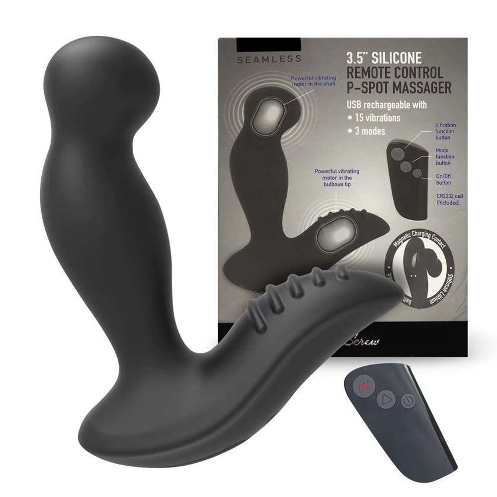 Черный вибромассажер простаты 3,5’’ Remote Control P-spot Massager - 12,5 см. (Цвет: черный)