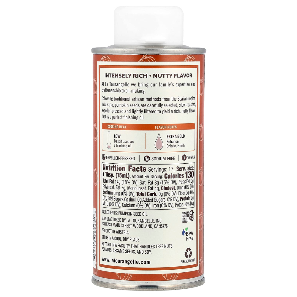 La Tourangelle, Масло из обжаренных тыквенных семечек, 250 мл (8,45 жидк. унц.)