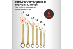Набор комбинированных ключей REXANT 8-17 мм, 6 шт желтый цинк 12-5841-2