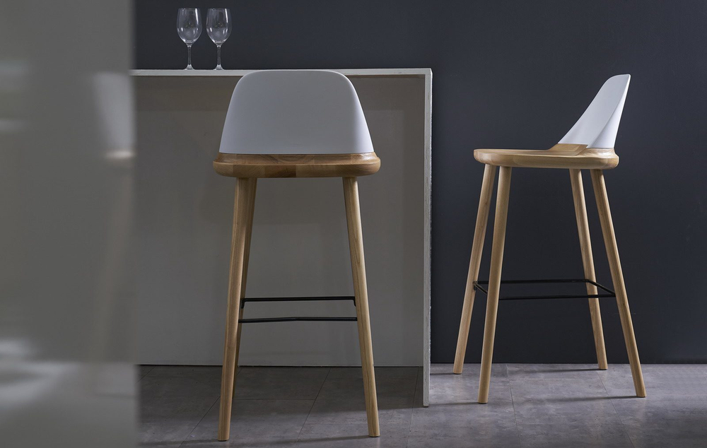 Барный стул BS-S123A белый/бук