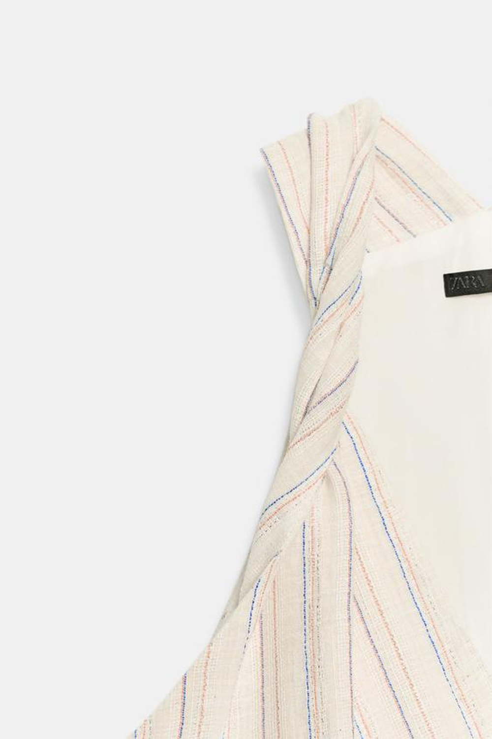 ZARA ДЛИННОЕ ПЛАТЬЕ В ПОЛОСКУ С БЛЕСТЯЩЕЙ НИТЬЮ, ЭКРЮ/ТЕМНО-СИНИЙ