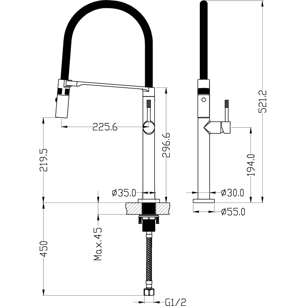 Смеситель для кухни Boheme UNO 114-G GOLD