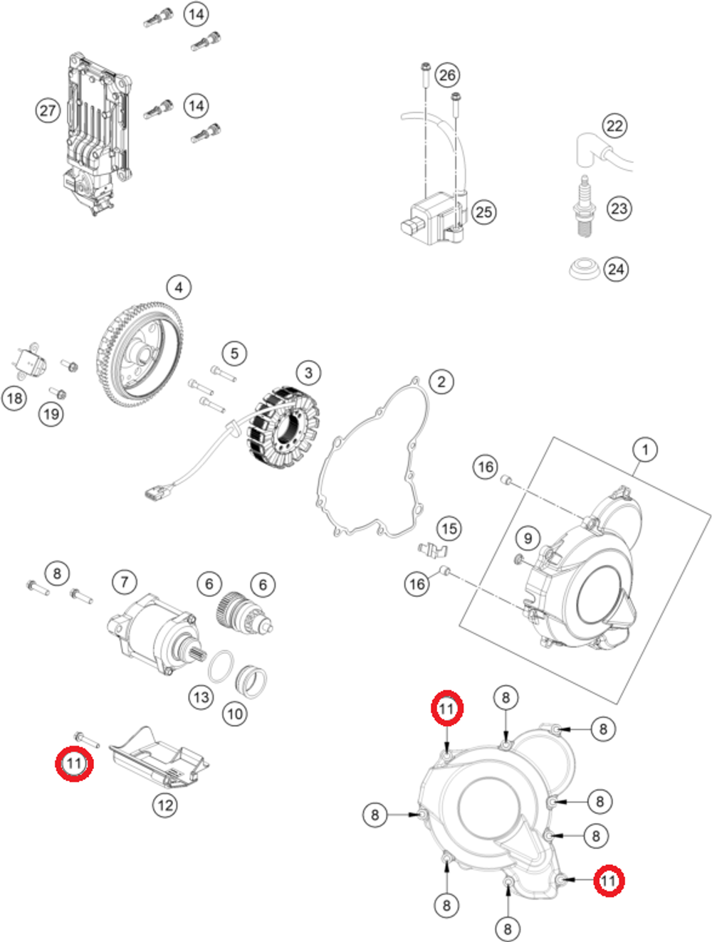 Болт KTM, HQV, GASGAS M6X30 TX30
