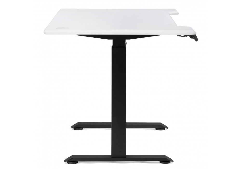 Компьютерный стол Woodville Маркос с механизмом подъема 140х80х75 белая шагрень, черный