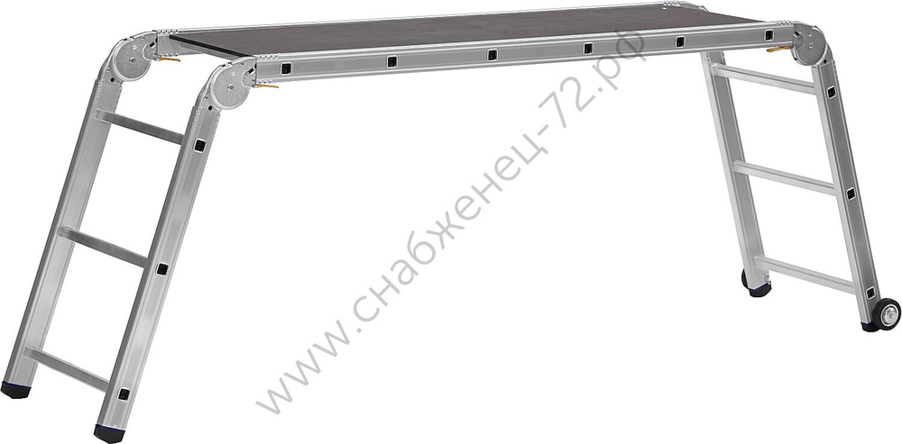 СИБИН ПРП-36 3х6х3 ступени, алюминиевые, складные, с колесами и съемной площадкой, парофессиональные рабочие подмости (38845)