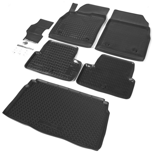 Коврики в салон и багажник автомобиля (комплект) Rival для Opel Astra J хэтчбек 5-дв. 2009-2017, полиуретан, с крепежом, 6 частей, K14202007-6