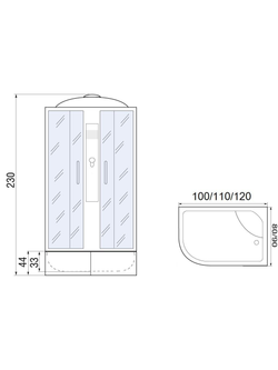 Душевая кабира  МОНОМАХ 10000012124 XL 120/90/44 МЗ R  с поддоном