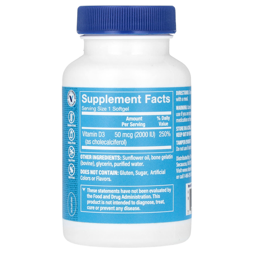 The Vitamin Shoppe, Витамин D3, 50 мкг (2000 МЕ), 200 мягких таблеток
