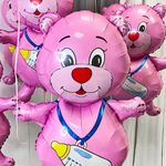 F Шар фигура Медведь Медвежонок девочка (фуксия) 32"/81 см (БГ-30)
