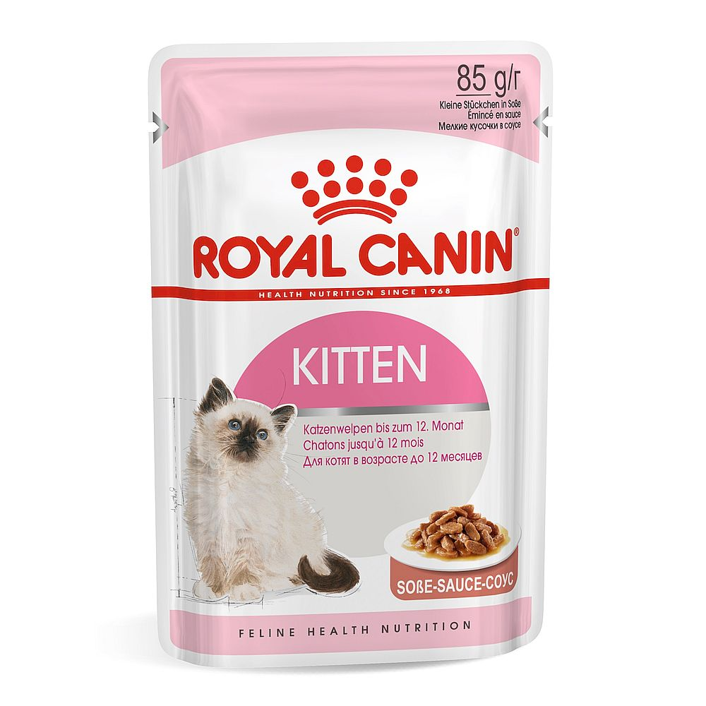 Влажный корм для котят Royal canin Kitten, мелкие кусочки в соусе, Пауч 85 г